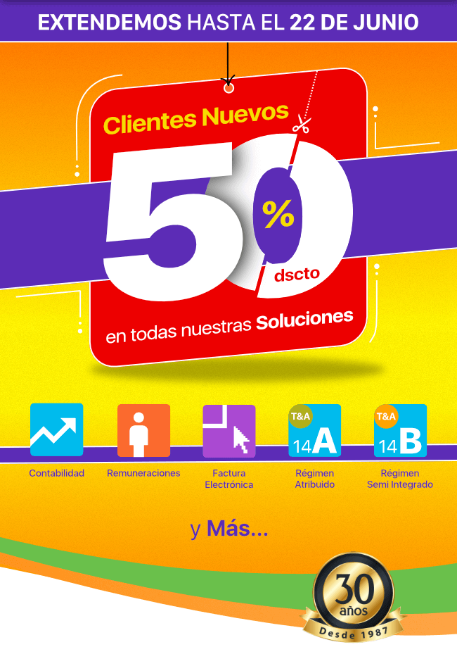 Clientes Nuevos 50 % de descuento en todas nuestras Soluciones