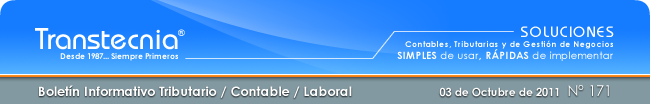 Boletin informativo Transtecnia: Tributatio, Contable y Laboral