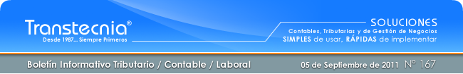 Boletin informativo Transtecnia: Tributatio, Contable y Laboral
