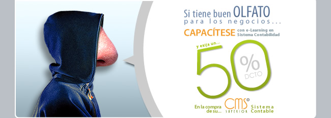 SI TIENE BUEN OLFATO PARA LOS NEGOCIOS... CAPACITESE CON E-LEARNING EN SISTEMA CONTABILIDAD Y EXIJA UN 50% DE DESCUENTO EN LA COMPRA DE SU CMS SUPERIOR SISTEMA CONTABLE