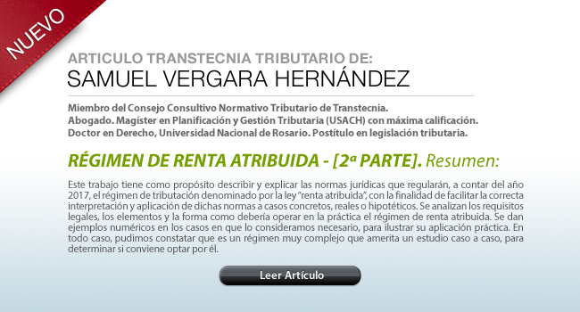 Artículo de Samuel Vergara Hernández: Régimen de Renta Atribuida