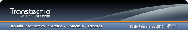 Boletin informativo Transtecnia: Tributatio, Contable y Laboral