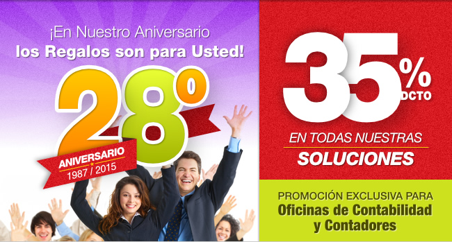 Aniversario: 35% de Descuento en nuestras Soluciones Tecnológicas