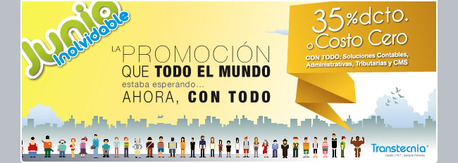 Junio Inolvidable. 35% de Descuento o Costo Cero en soluciones contables, administrativas, tributarias y CMS