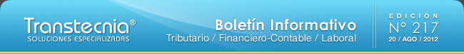 Boletin informativo Transtecnia: Tributatio, Financiero - Contable y Laboral