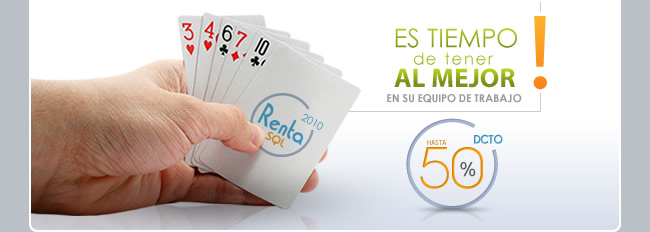 ES TIEMPO DE TENER AL MEJOR EN SU EQUIPO DE TRABAJO: RENTA SQL DE TRANSTECNIA. HASTA 50% DE DESCUENTO