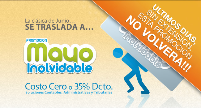 Transtecnia - Mayo Inolvidable, Costo Cero o 35% Dcto. en Soluciones Contables, Administrativas y Tributarias