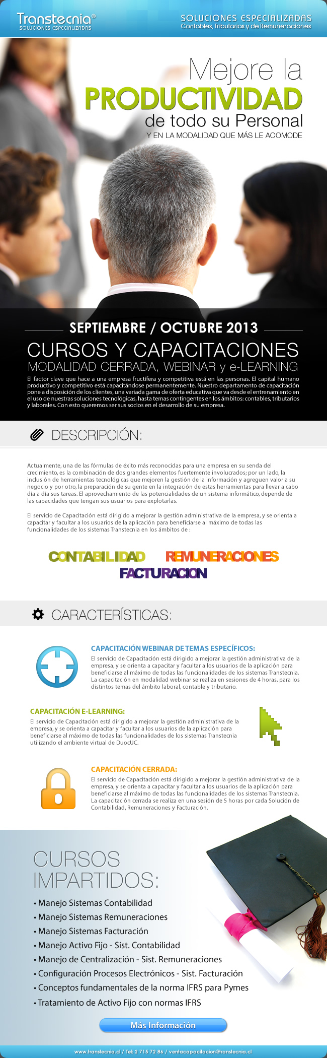 Transtecnia - Mejore la Productividad de todo su Personal y en la modalidad que m&aacute;s le acomode