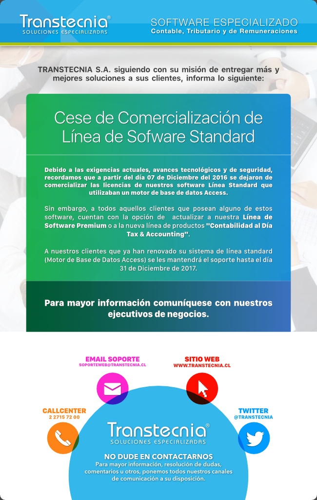 Cese de Comercialización de Software Línea Standard