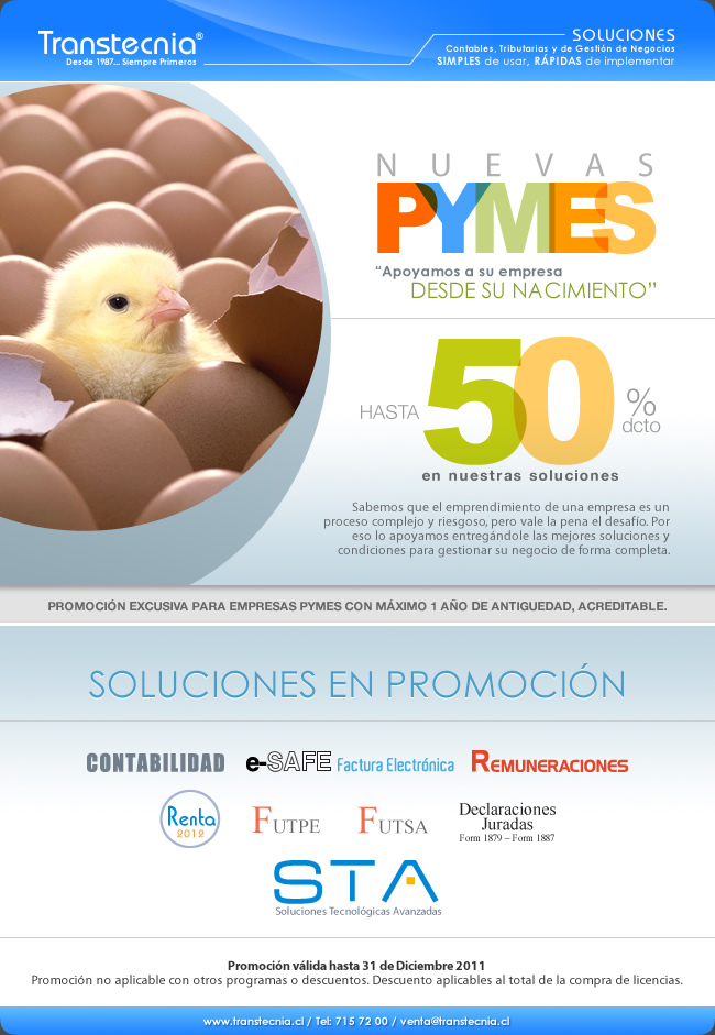 Transtecnia - Hasta 50% de Descuento en nuestras Soluciones para Nuevas Pymes