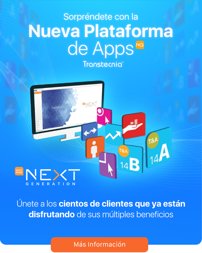 Transtecnia - Plataforma Next Generation. Un revolucionario concepto que funciona como un contenedor de aplicaciones (Apps) en donde se ejecutarán todas las aplicaciones Transtecnia diseñadas en el futuro.