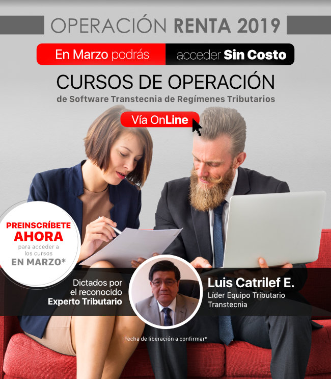 Cursos operación software Transtecnia renta 2019 vía online